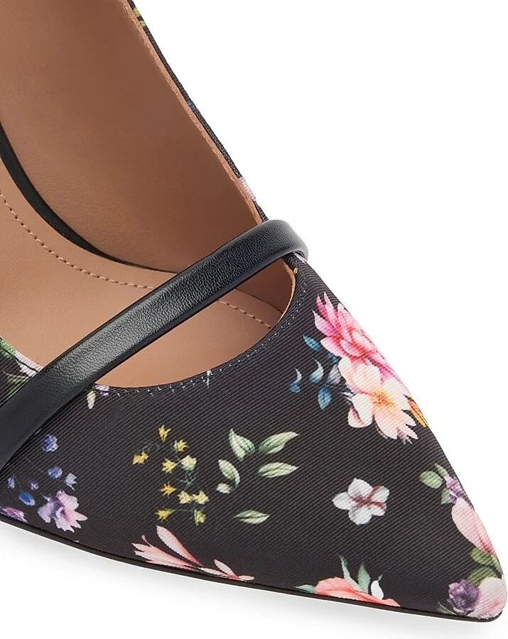 Women's Maureen 70MM Floral-Printed Grosgrain Mules - Black - Size 10 - Image 4