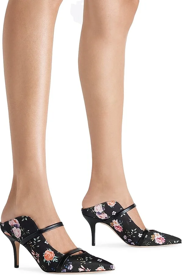 Women's Maureen 70MM Floral-Printed Grosgrain Mules - Black - Size 10 - Image 5