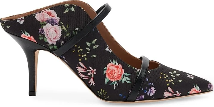 Women's Maureen 70MM Floral-Printed Grosgrain Mules - Black - Size 10