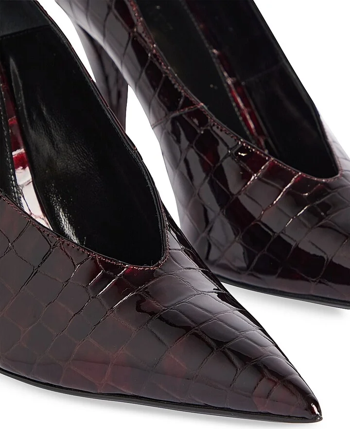 Women's Maureen 75MM Leather Pumps - Burgundy Croco - Size 6 - Image 4