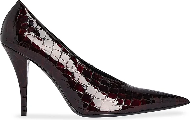 Women's Maureen 75MM Leather Pumps - Burgundy Croco - Size 6