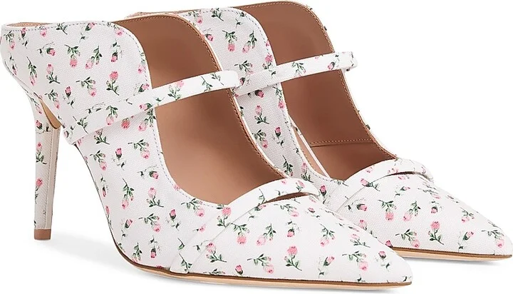 Women's Maureen 85MM Floral-Print Canvas Mules - White - Size 10 - Image 2