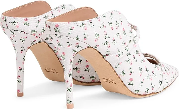 Women's Maureen 85MM Floral-Print Canvas Mules - White - Size 10 - Image 3