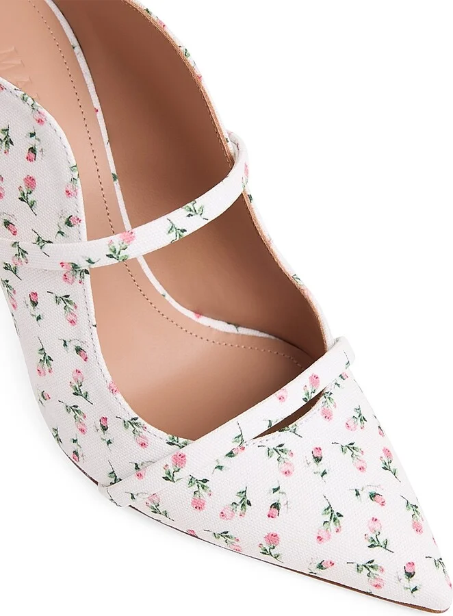 Women's Maureen 85MM Floral-Print Canvas Mules - White - Size 10 - Image 4