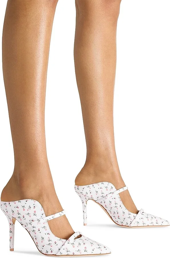 Women's Maureen 85MM Floral-Print Canvas Mules - White - Size 10 - Image 5