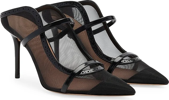 Women's Maureen 85MM Mesh and Brushed Leather Mules - Black - Size 12 - Image 3