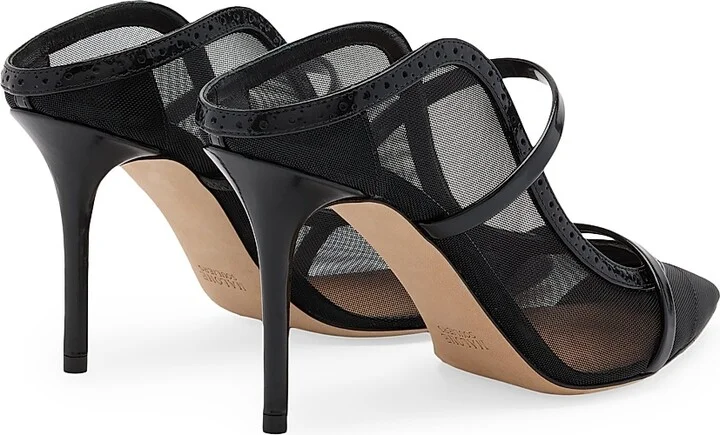 Women's Maureen 85MM Mesh and Brushed Leather Mules - Black - Size 12 - Image 4