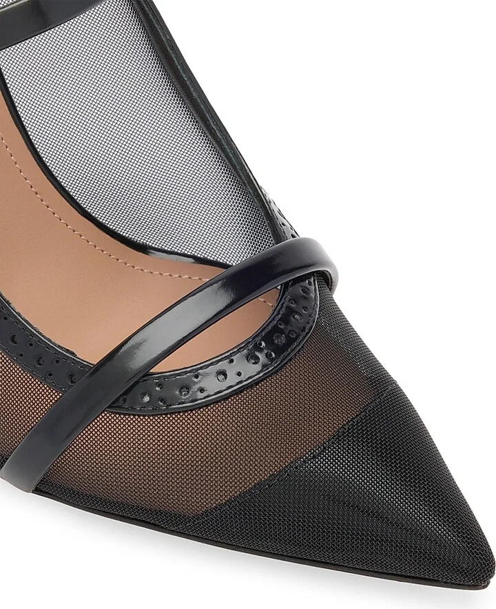 Women's Maureen 85MM Mesh and Brushed Leather Mules - Black - Size 12 - Image 5