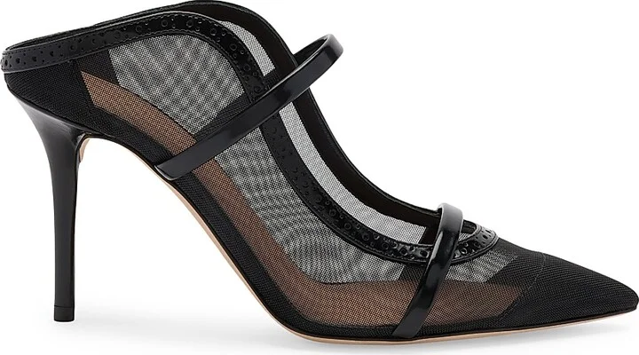 Women's Maureen 85MM Mesh and Brushed Leather Mules - Black - Size 12