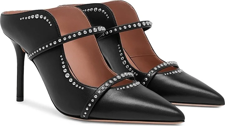Women's Maureen 85MM Studded Leather Mules - Black - Size 10 - Image 2