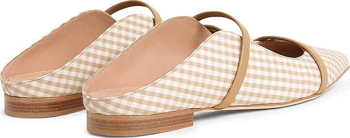 Women's Maureen Gingham Cotton Flat Mules - Beige Buff - Size 10 - Image 4