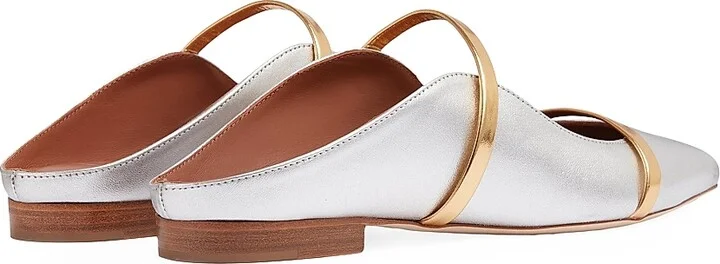 Women's Maureen Leather Flat Mules - Silver - Size 5.5 - Image 3