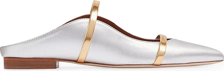 Women's Maureen Leather Flat Mules - Silver - Size 5.5