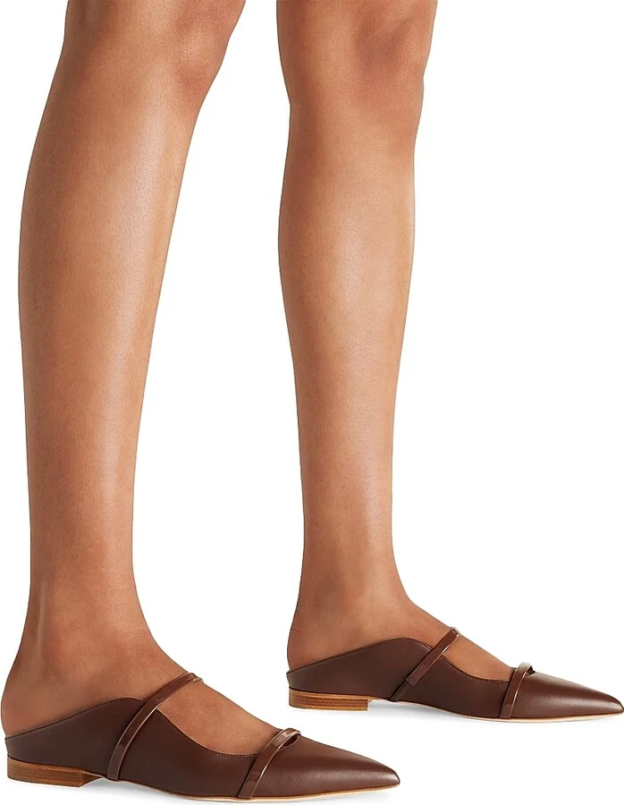 Women's Maureen Leather Flat Mules - Tobacco - Size 7 - Image 5