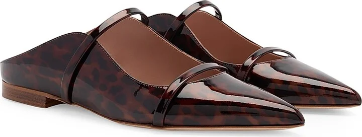 Women's Maureen Leopard Patent Leather Flats - Brown Black - Size 11 - Image 2