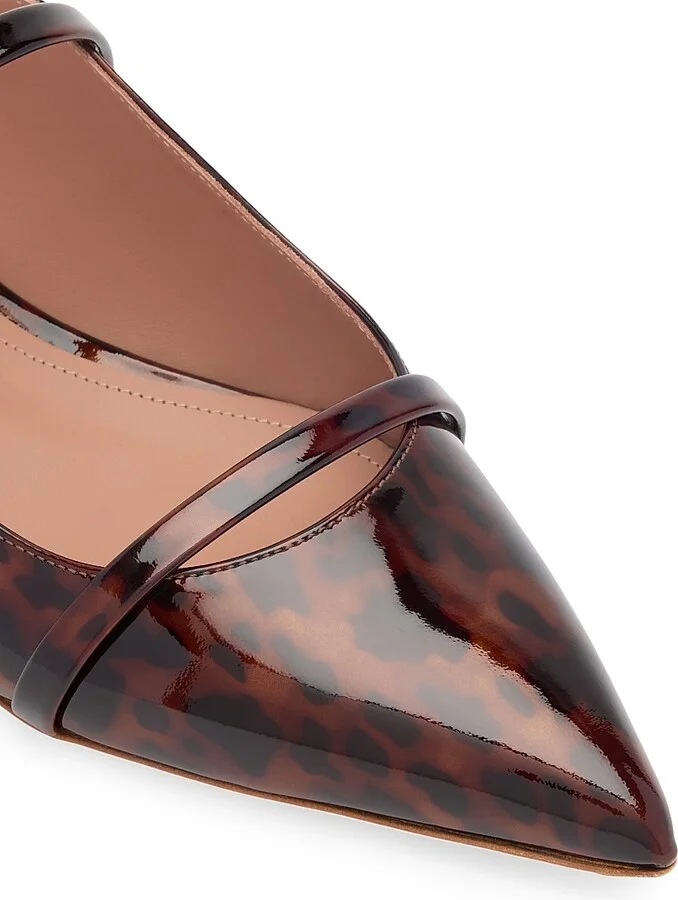 Women's Maureen Leopard Patent Leather Flats - Brown Black - Size 11 - Image 4