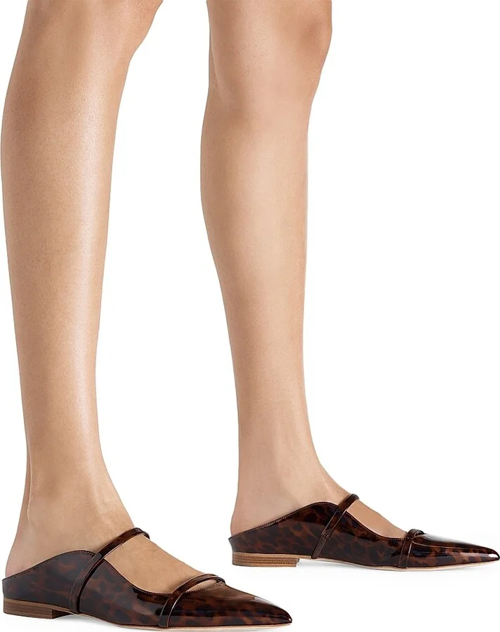 Women's Maureen Leopard Patent Leather Flats - Brown Black - Size 11 - Image 5