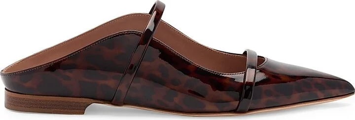 Women's Maureen Leopard Patent Leather Flats - Brown Black - Size 11