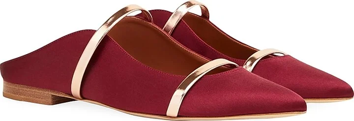Women's Maureen Satin Flat Mules - Wine Red - Size 5 - Image 3
