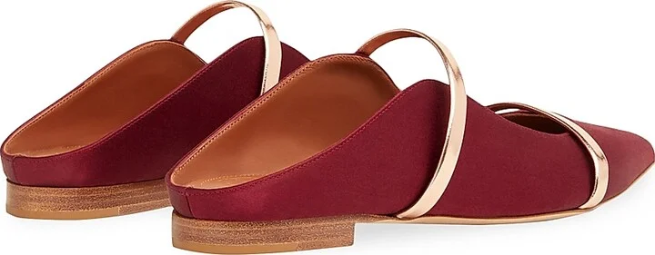 Women's Maureen Satin Flat Mules - Wine Red - Size 5 - Image 4