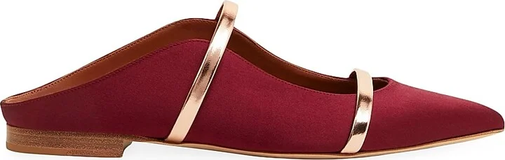 Women's Maureen Satin Flat Mules - Wine Red - Size 5
