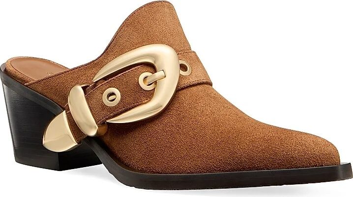 Women's Maven 50MM Suede Block-Heel Mules - Doe Dark Brown - Size 10 - Image 2