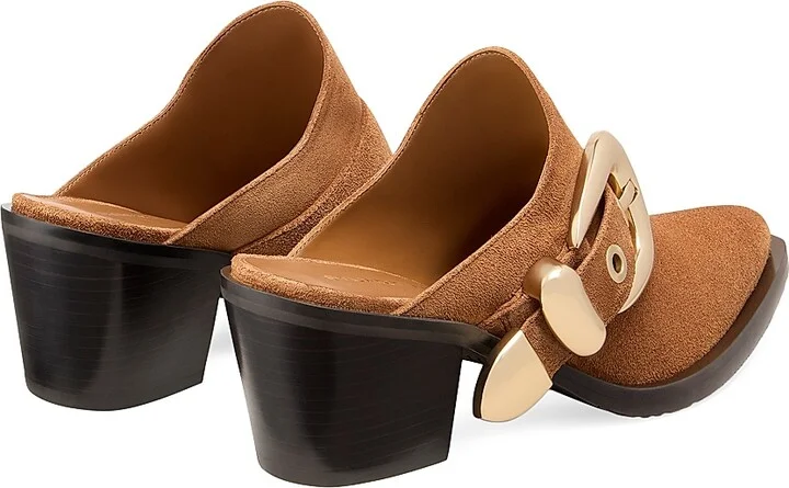 Women's Maven 50MM Suede Block-Heel Mules - Doe Dark Brown - Size 10 - Image 3