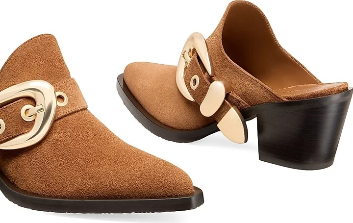 Women's Maven 50MM Suede Block-Heel Mules - Doe Dark Brown - Size 10 - Image 4