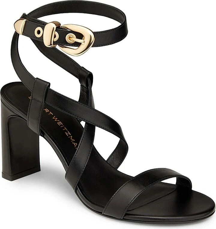 Women's Maven 75MM Leather Block-Heel Sandals - Black - Size 10 - Image 2