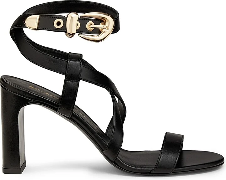 Women's Maven 75MM Leather Block-Heel Sandals - Black - Size 10