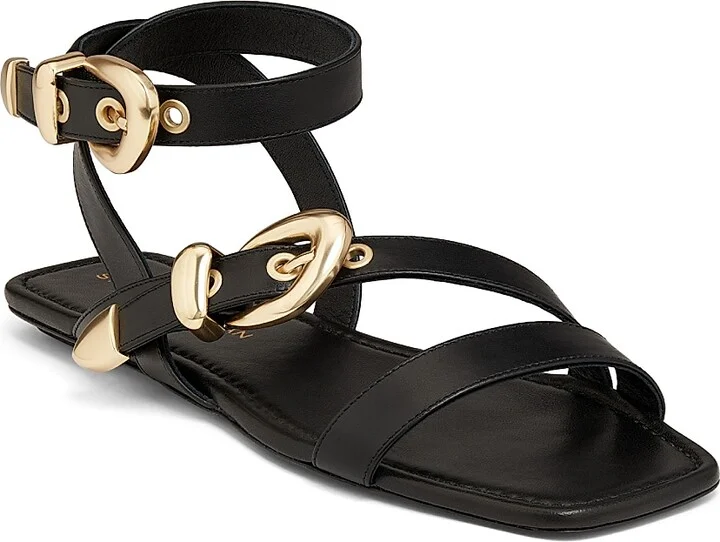 Women's Maven Buckle-Detailed Leather Sandals - Black - Size 10 - Image 2