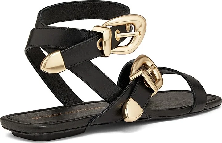 Women's Maven Buckle-Detailed Leather Sandals - Black - Size 10 - Image 3