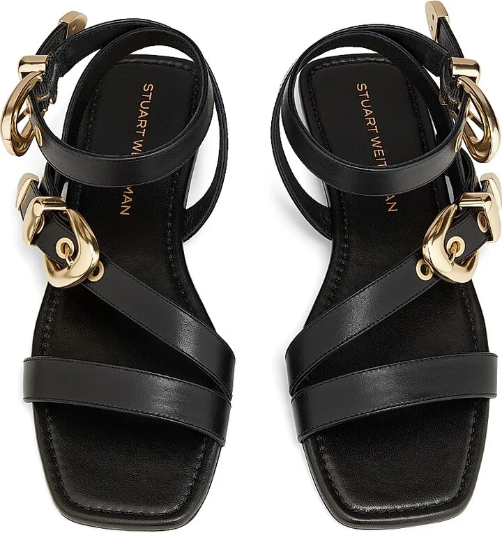 Women's Maven Buckle-Detailed Leather Sandals - Black - Size 10 - Image 4