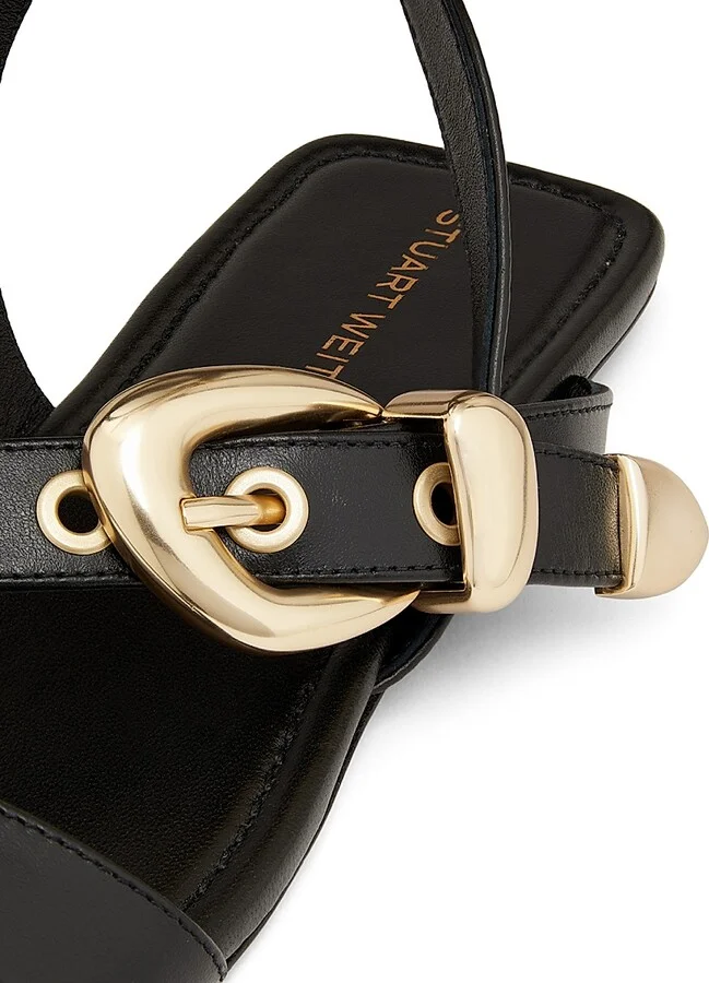 Women's Maven Buckle-Detailed Leather Sandals - Black - Size 10 - Image 5