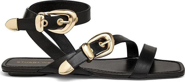 Women's Maven Buckle-Detailed Leather Sandals - Black - Size 10