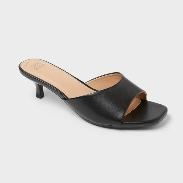 Women's Mavis Mid Martini Mule Heels with Memory Foam Insole - Wild Fable™ Black