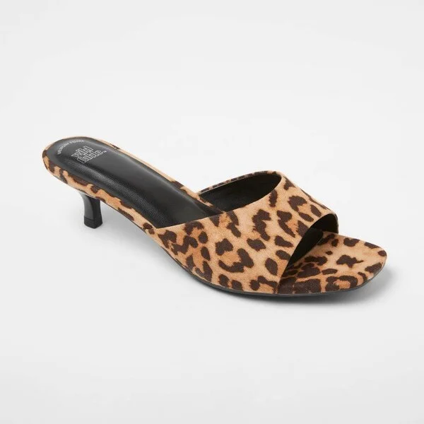 Women's Mavis Mid Martini Mule Heels with Memory Foam Insole - Wild Fable™ Brown 9
