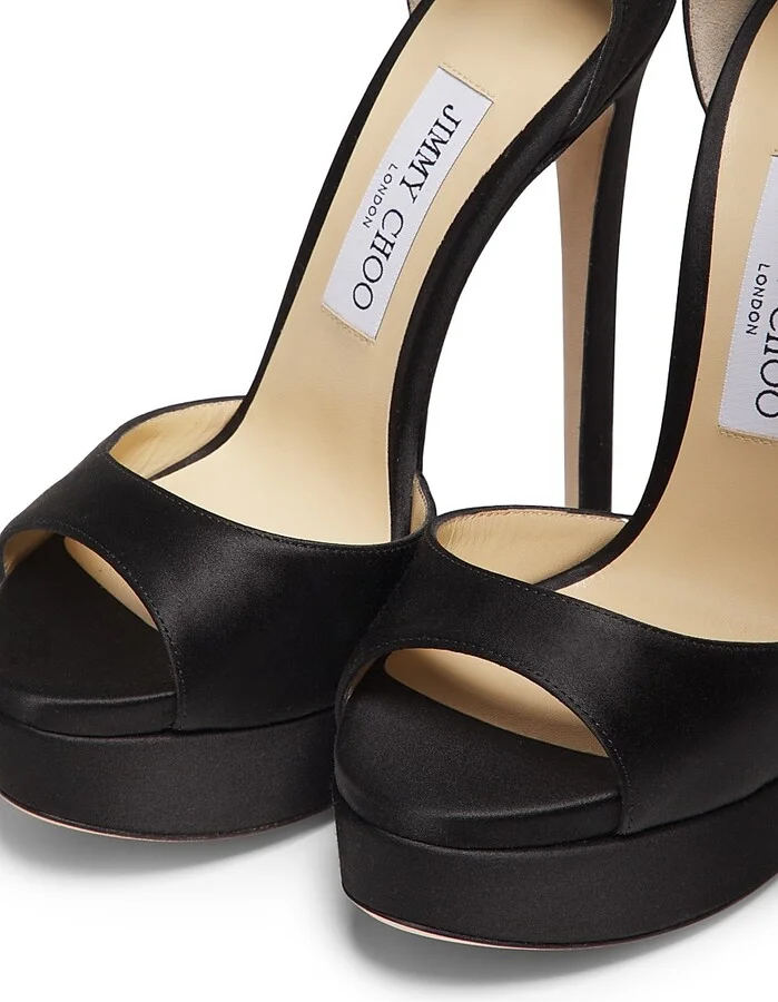 Women's Max 150MM Satin Platform Sandals - Black - Size 8 - Image 2