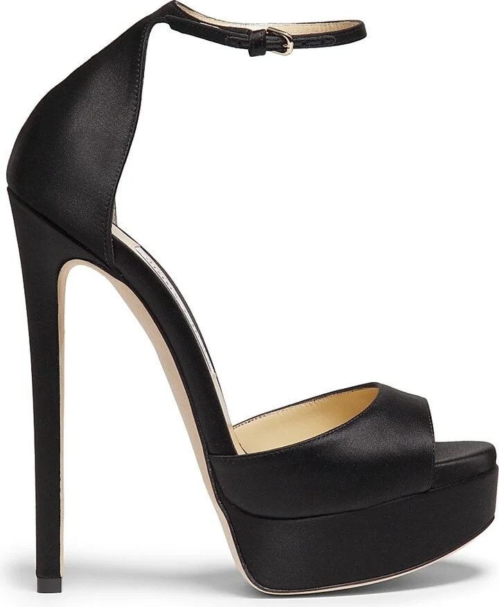 Women's Max 150MM Satin Platform Sandals - Black - Size 8