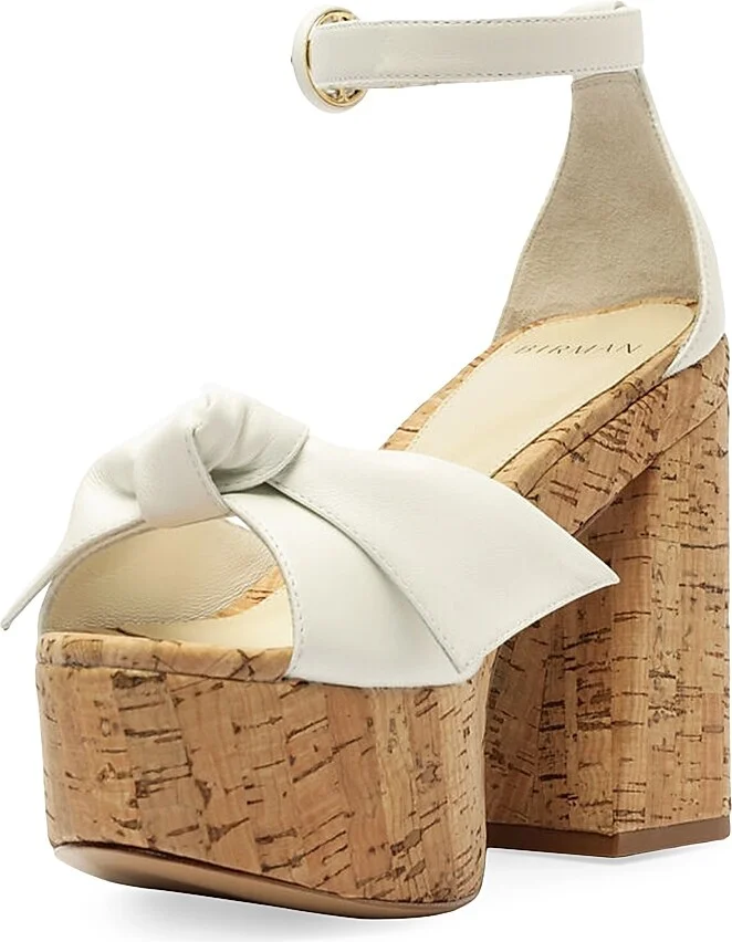 Women's Maxi Clarita Flare 120MM Leather Platform Sandals - White - Size 8.5 - Image 5