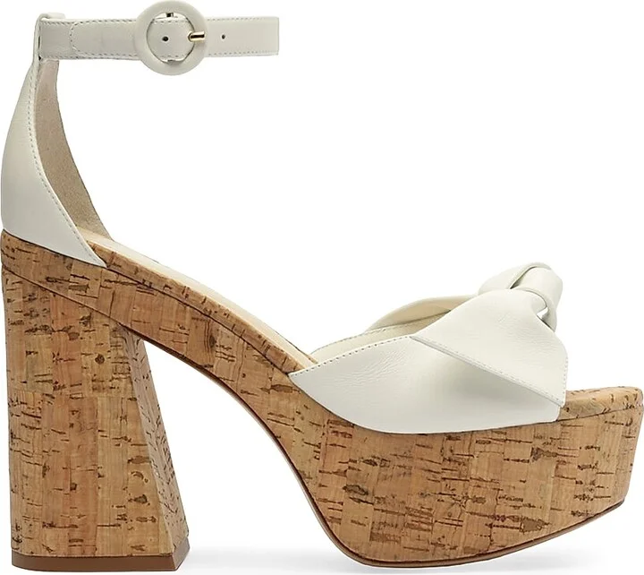 Women's Maxi Clarita Flare 120MM Leather Platform Sandals - White - Size 8.5