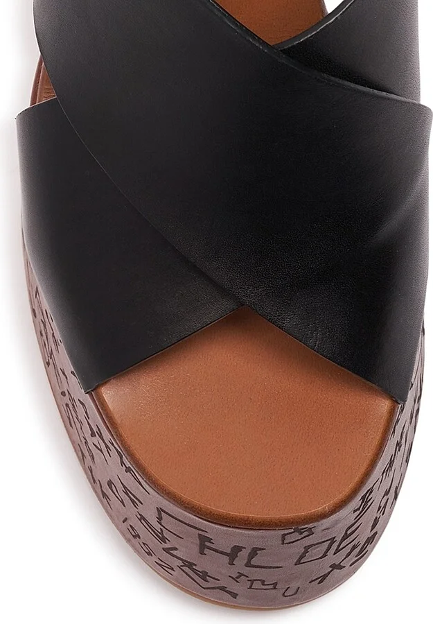 Women's Maxime 140MM Leather Wedge Sandals - Black - Size 6 - Image 4