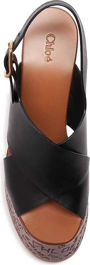 Women's Maxime 140MM Leather Wedge Sandals - Black - Size 6 - Image 5