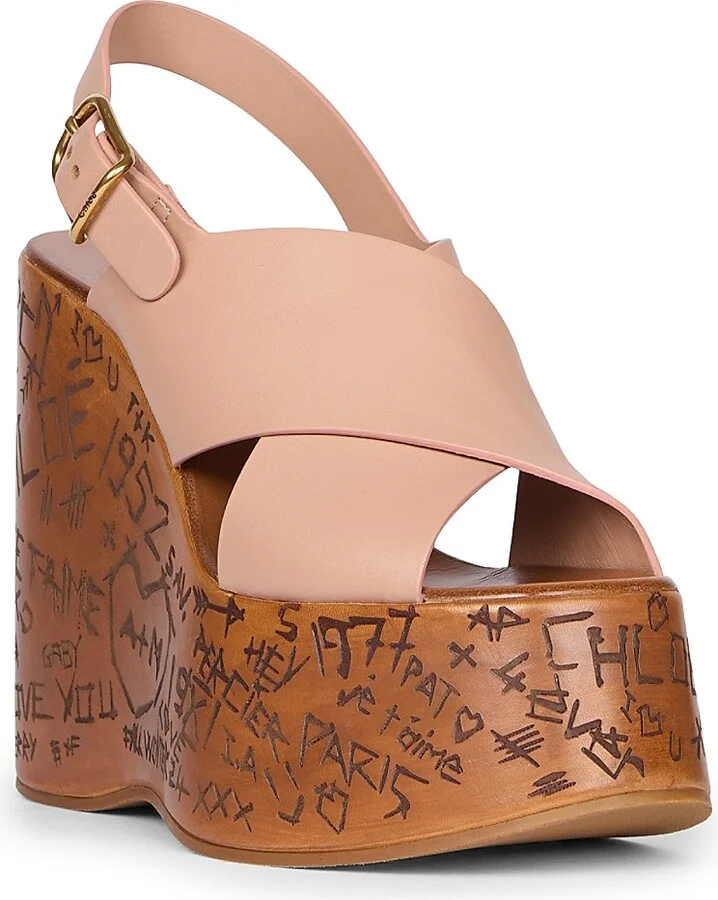 Women's Maxime Leather Wedge Sandals - Blush Pink - Size 5 - Image 2