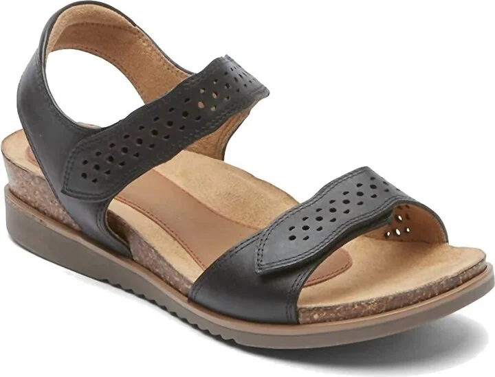 Women's May Wave Strap Sandal - Extra Wide Width In Black