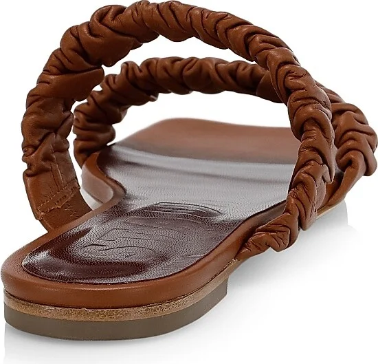 Women's Maya Ruched Leather Slides - Tan - Size 5 Sandals - Image 3