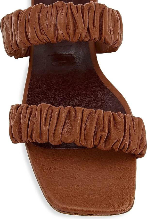Women's Maya Ruched Leather Slides - Tan - Size 5 Sandals - Image 4