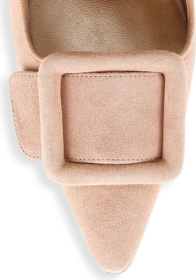 Women's Maysale 70MM Buckle Suede Mules - Beige - Size 7 - Image 4
