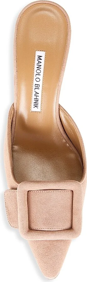 Women's Maysale 70MM Buckle Suede Mules - Beige - Size 7 - Image 5