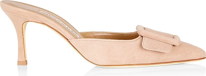 Women's Maysale 70MM Buckle Suede Mules - Beige - Size 7